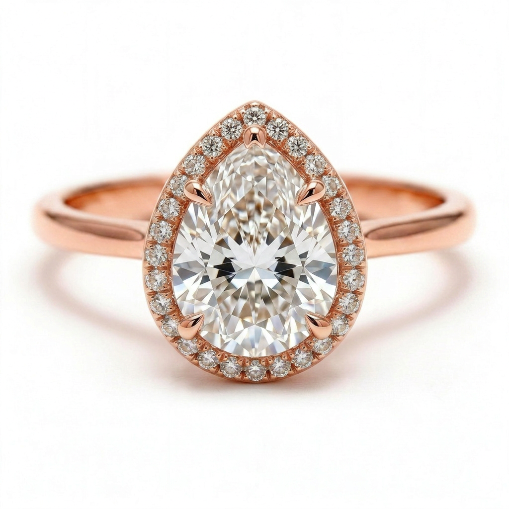 Liora 14k Rose Gold Pear Engagement Ring shown from the front