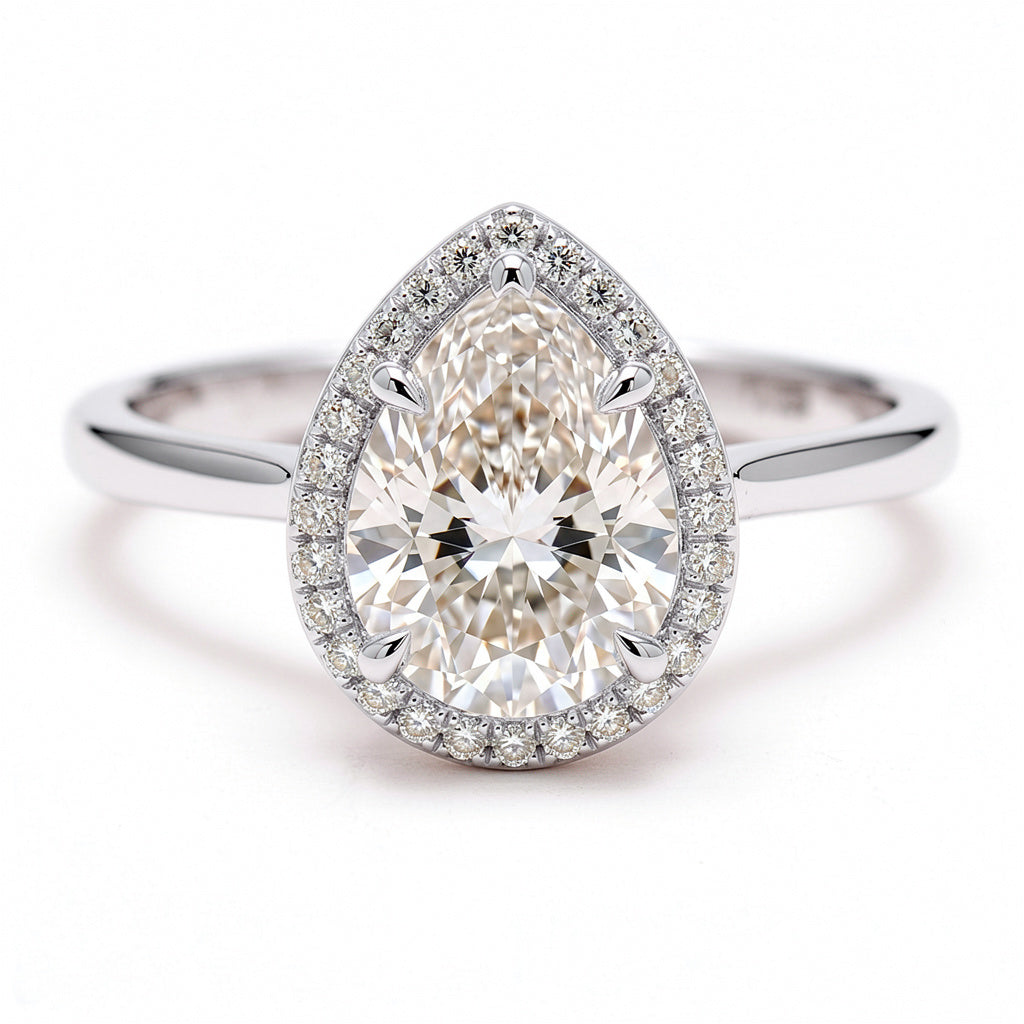 Liora 14k White Gold Pear Engagement Ring shown from the front