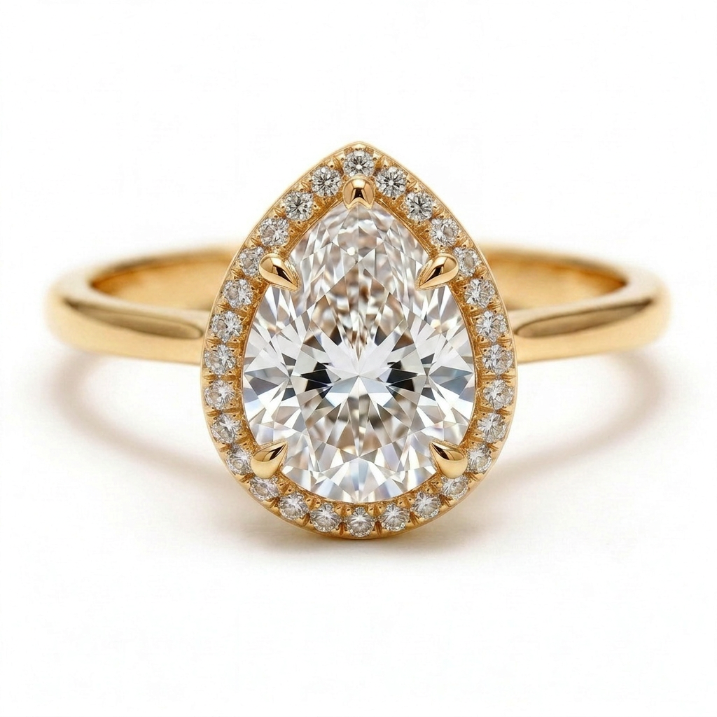 Liora 14k Yellow Gold Pear Engagement Ring shown from the front