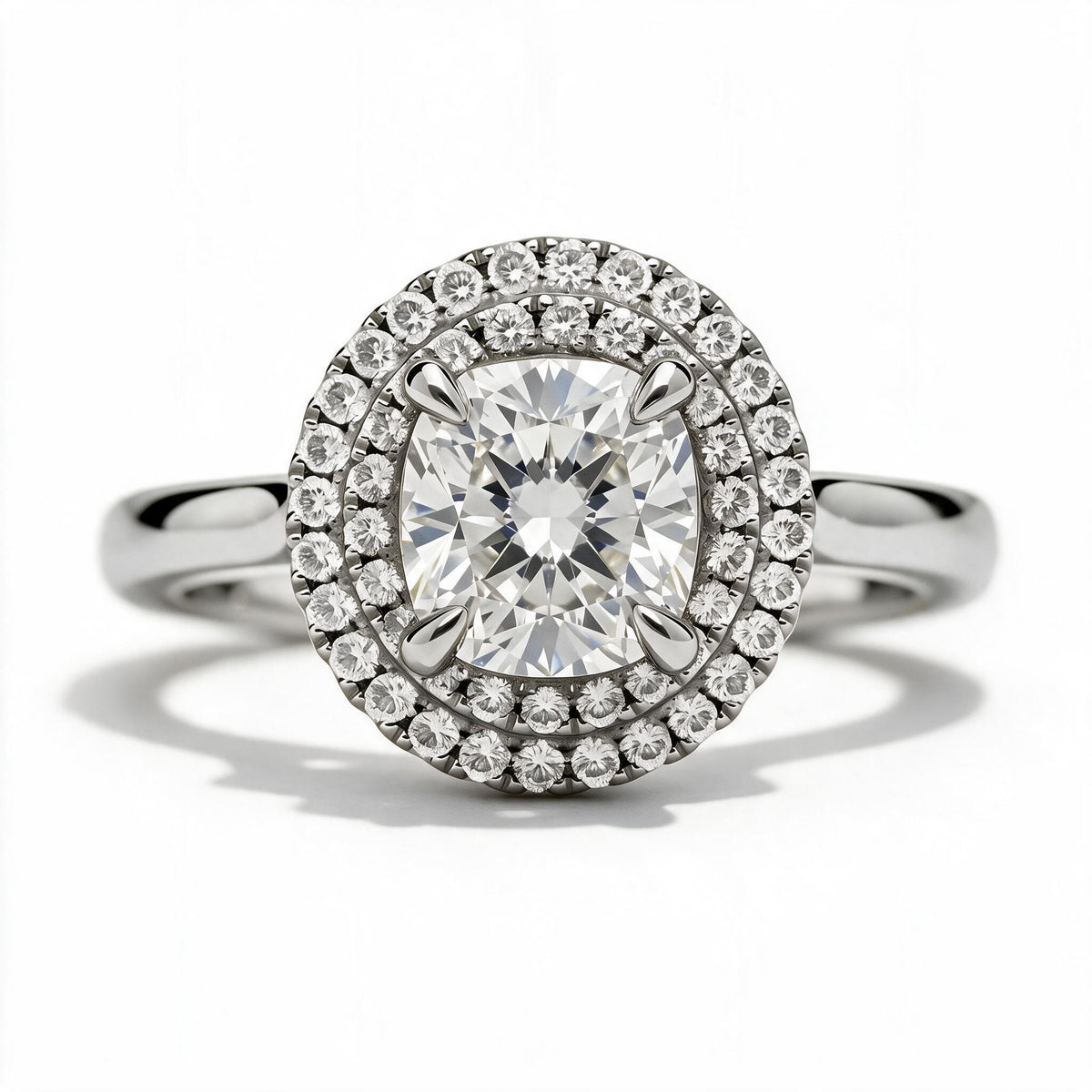 Magnolia Platinum Cushion Engagement Ring shown from the front