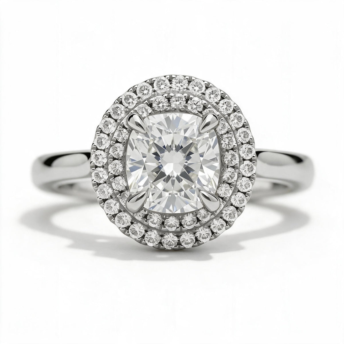 Magnolia 14k White Gold Cushion Engagement Ring shown from the front