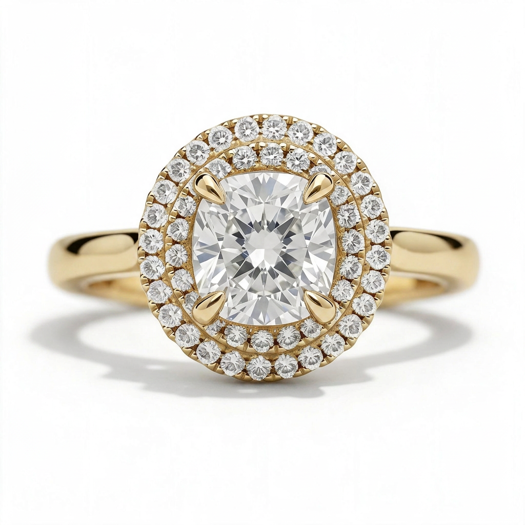 Magnolia 14k Yellow Gold Cushion Engagement Ring shown from the front
