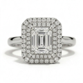 Magnolia 14k White Gold Emerald Engagement Ring shown from the front