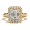 Magnolia 14k Yellow Gold Emerald Engagement Ring shown from the front