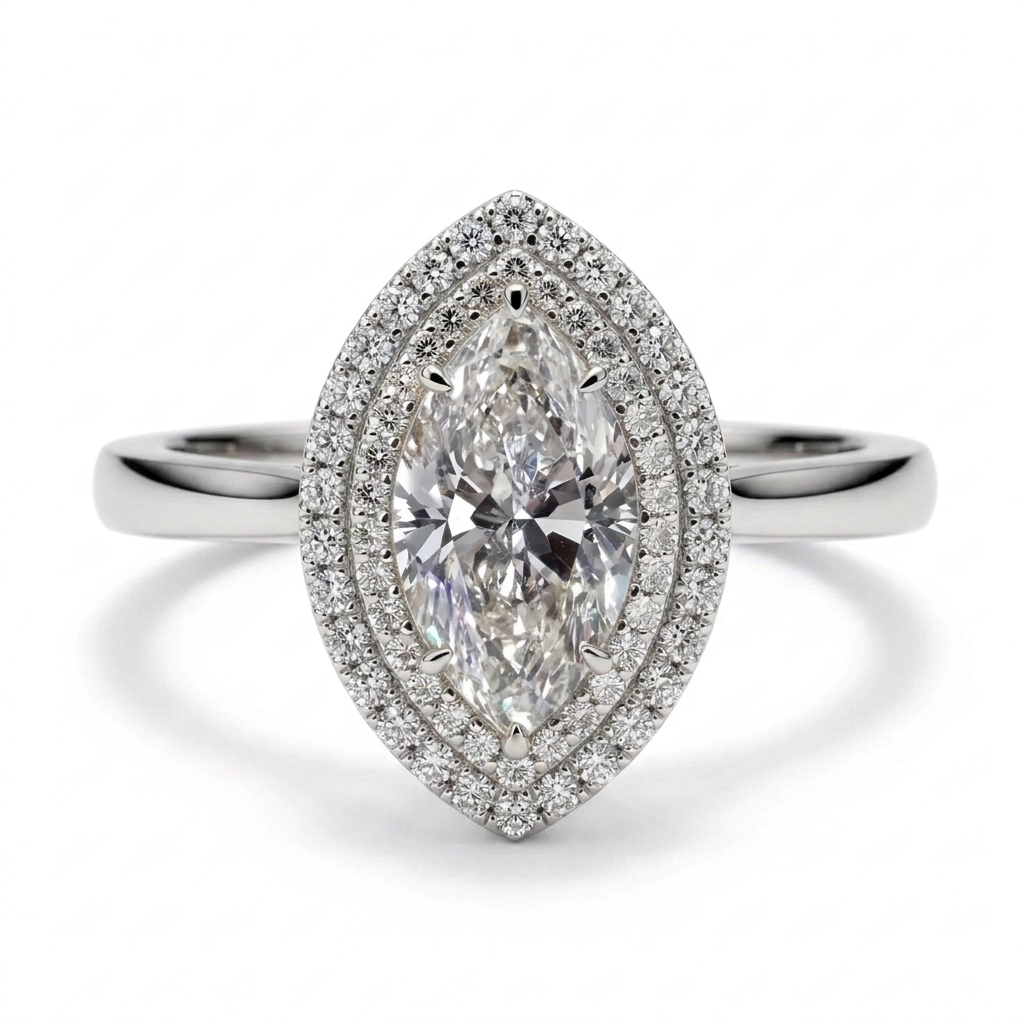 Magnolia Platinum Marquise Engagement Ring shown from the front
