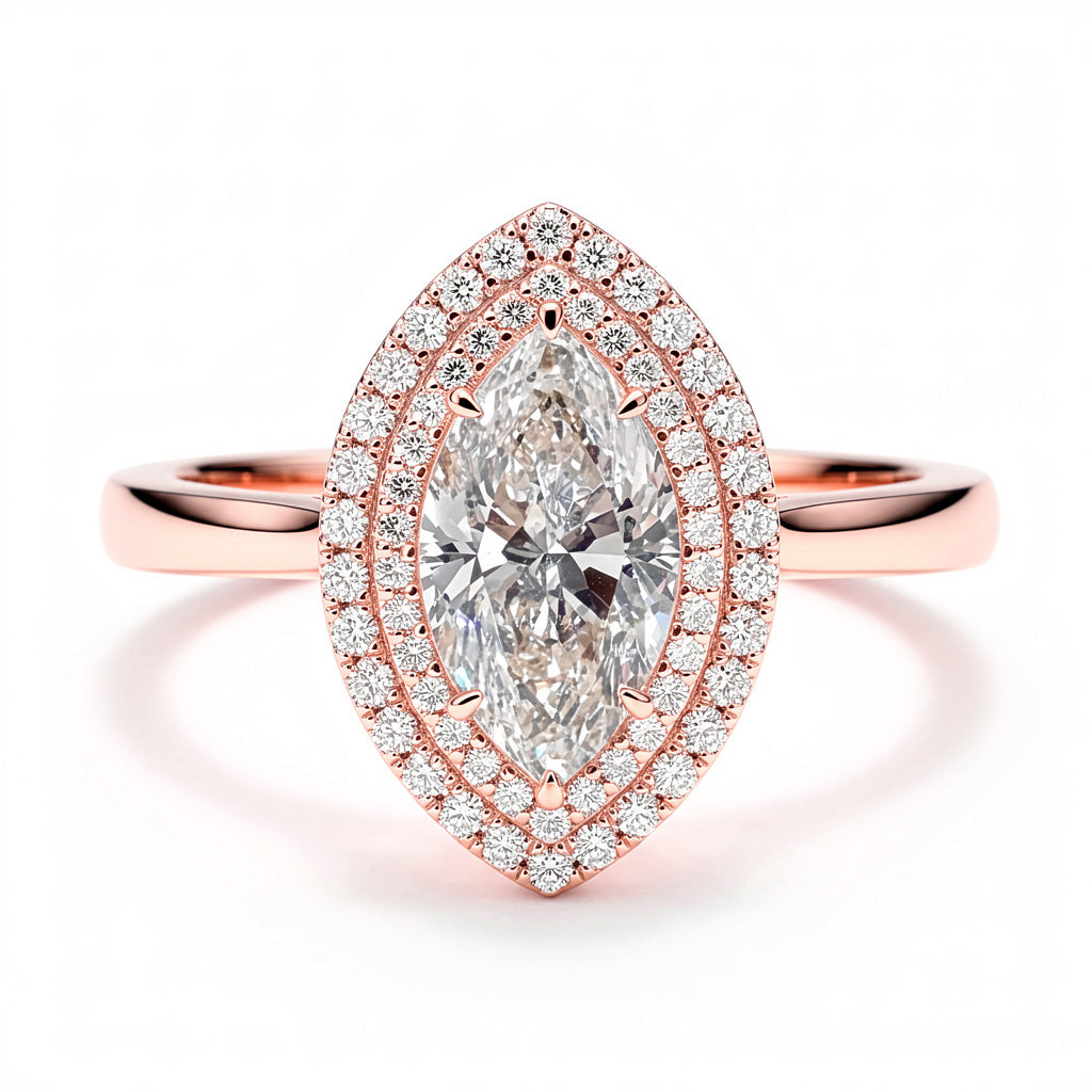 Magnolia 14k Rose Gold Marquise Engagement Ring shown from the front
