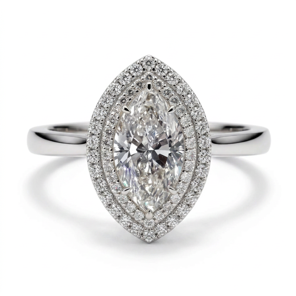 Magnolia 14k White Gold Marquise Engagement Ring shown from the front