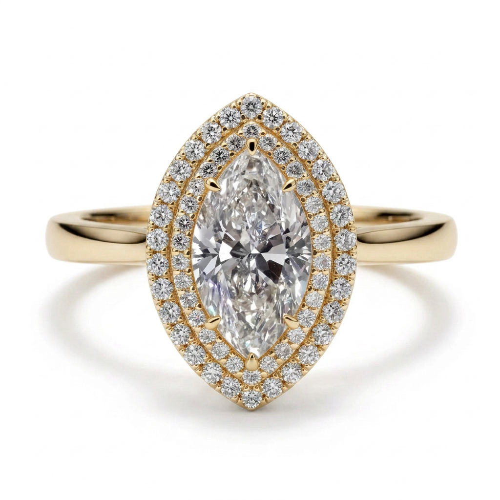 Magnolia 14k Yellow Gold Marquise Engagement Ring shown from the front