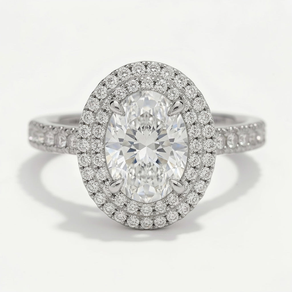 Magnolia Platinum Oval Engagement Ring shown from the front