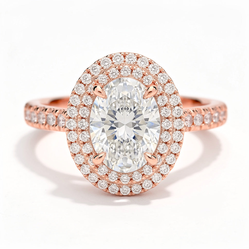 Magnolia 14k Rose Gold Oval Engagement Ring shown from the front