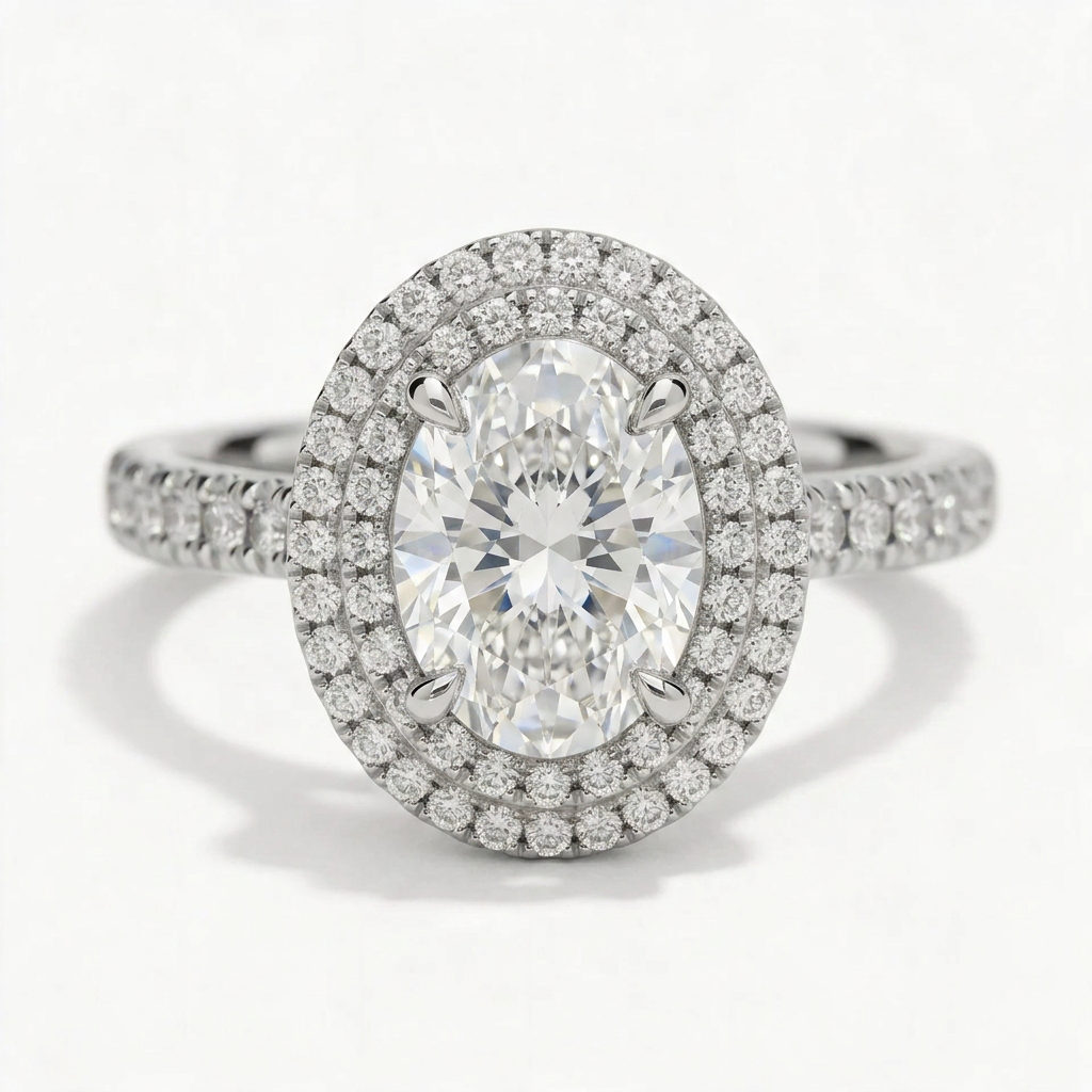 Magnolia 14k White Gold Oval Engagement Ring shown from the front