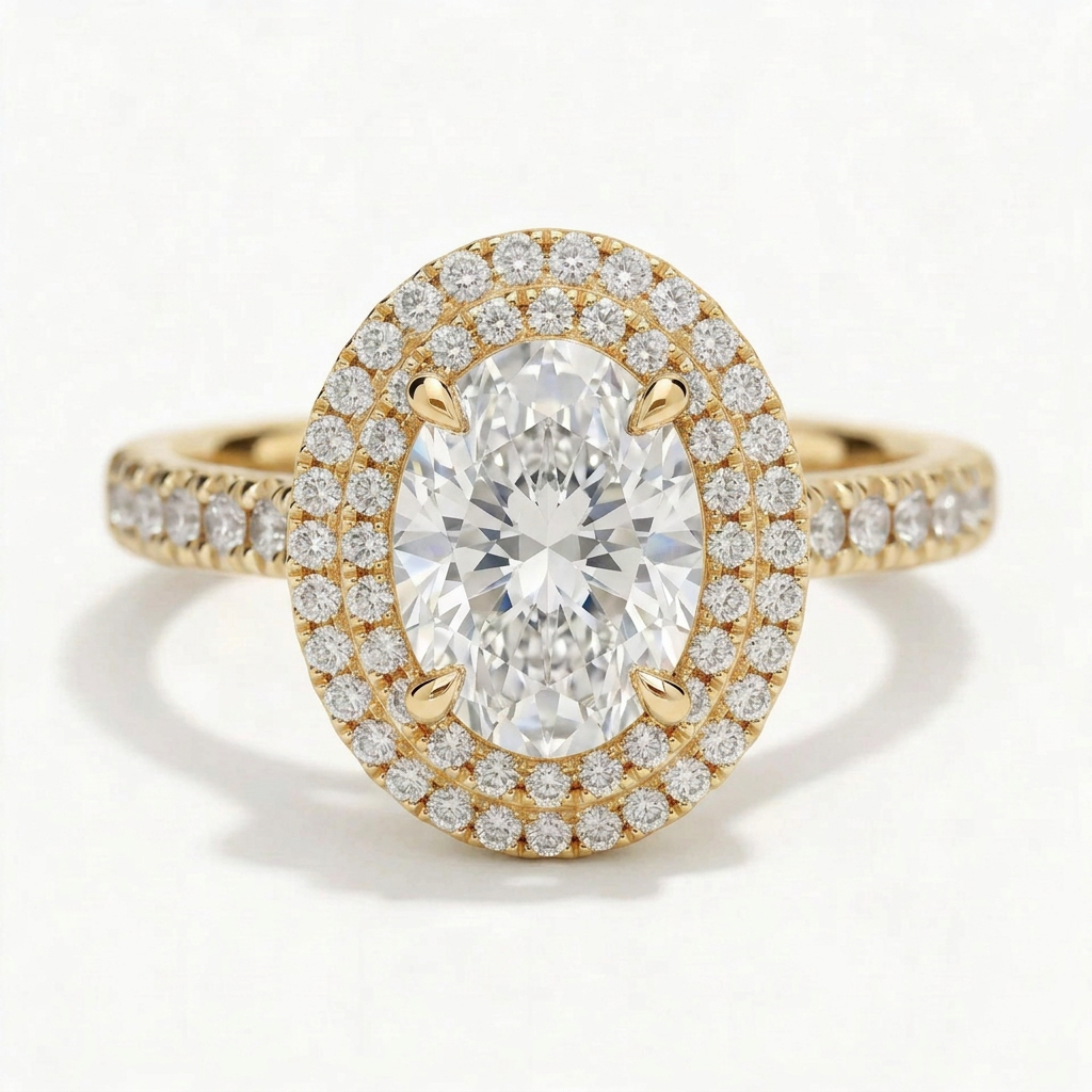 Magnolia 14k Yellow Gold Oval Engagement Ring shown from the front