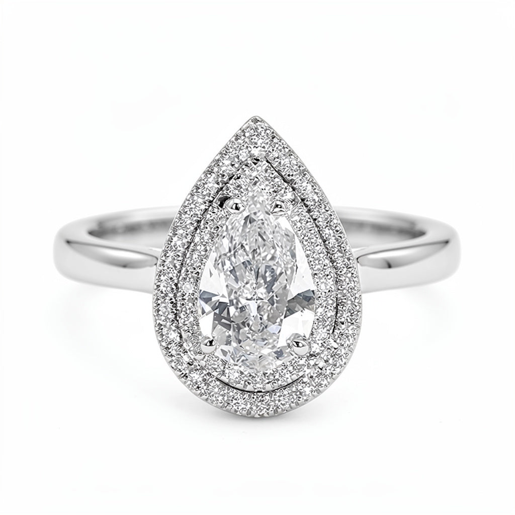 Magnolia Platinum Pear Engagement Ring shown from the front