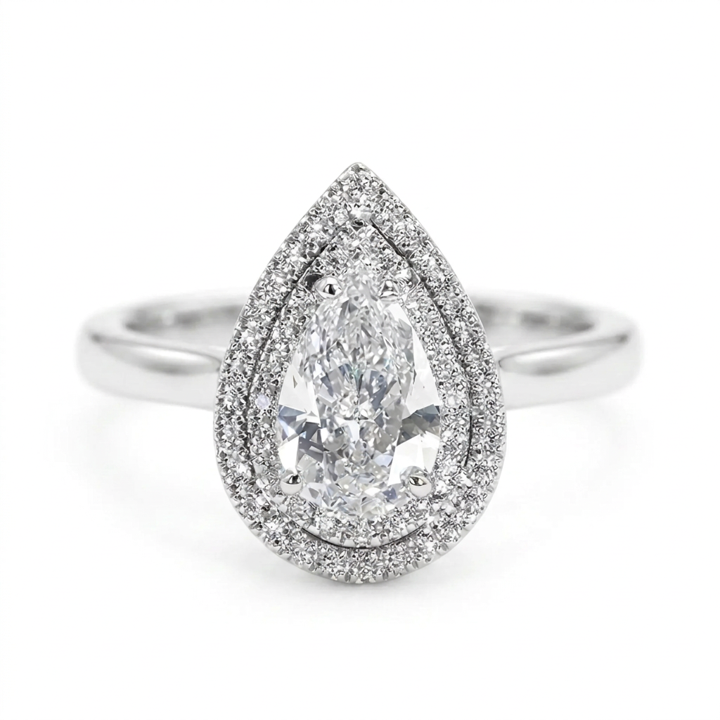Magnolia 14k White Gold Pear Engagement Ring shown from the front