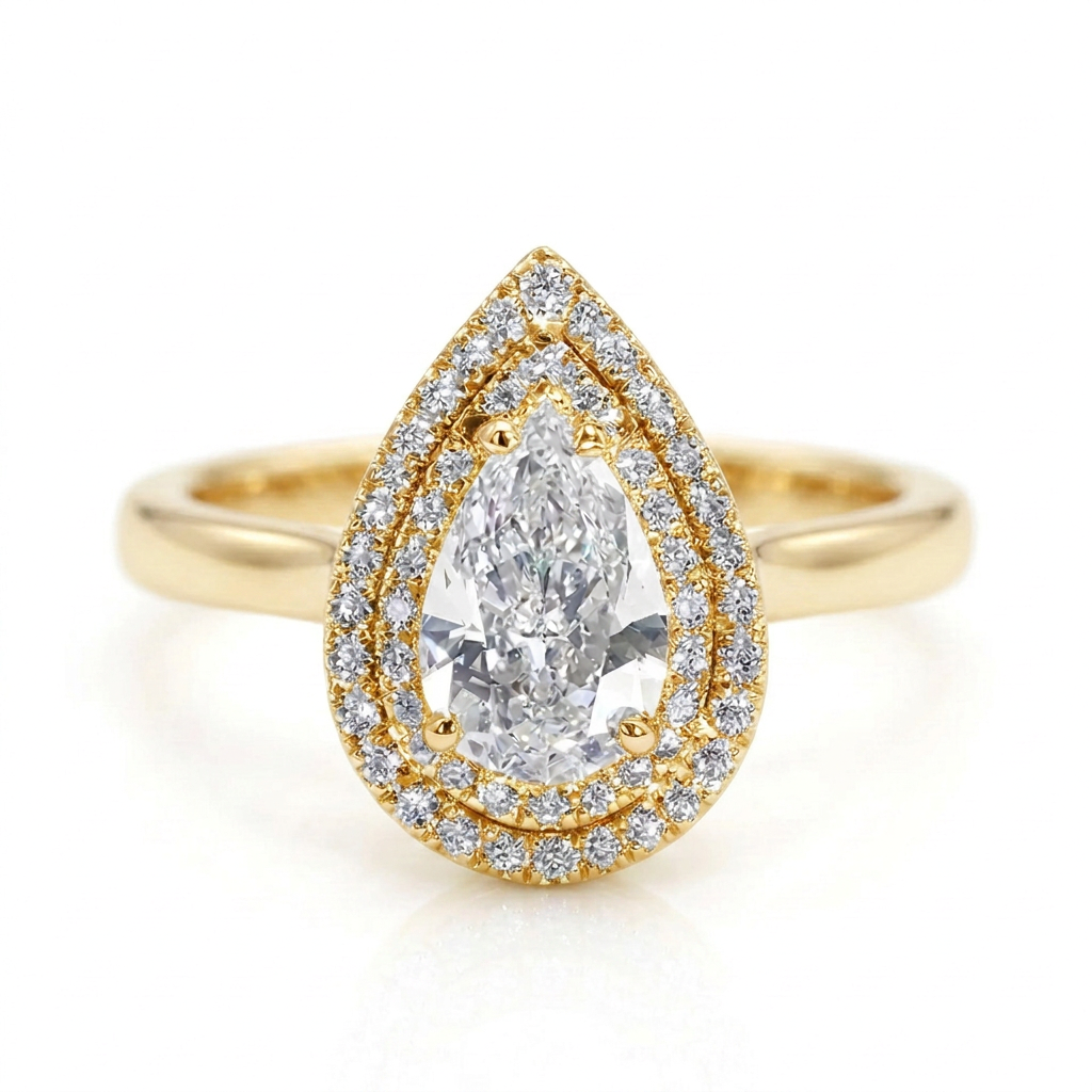 Magnolia 14k Yellow Gold Pear Engagement Ring shown from the front