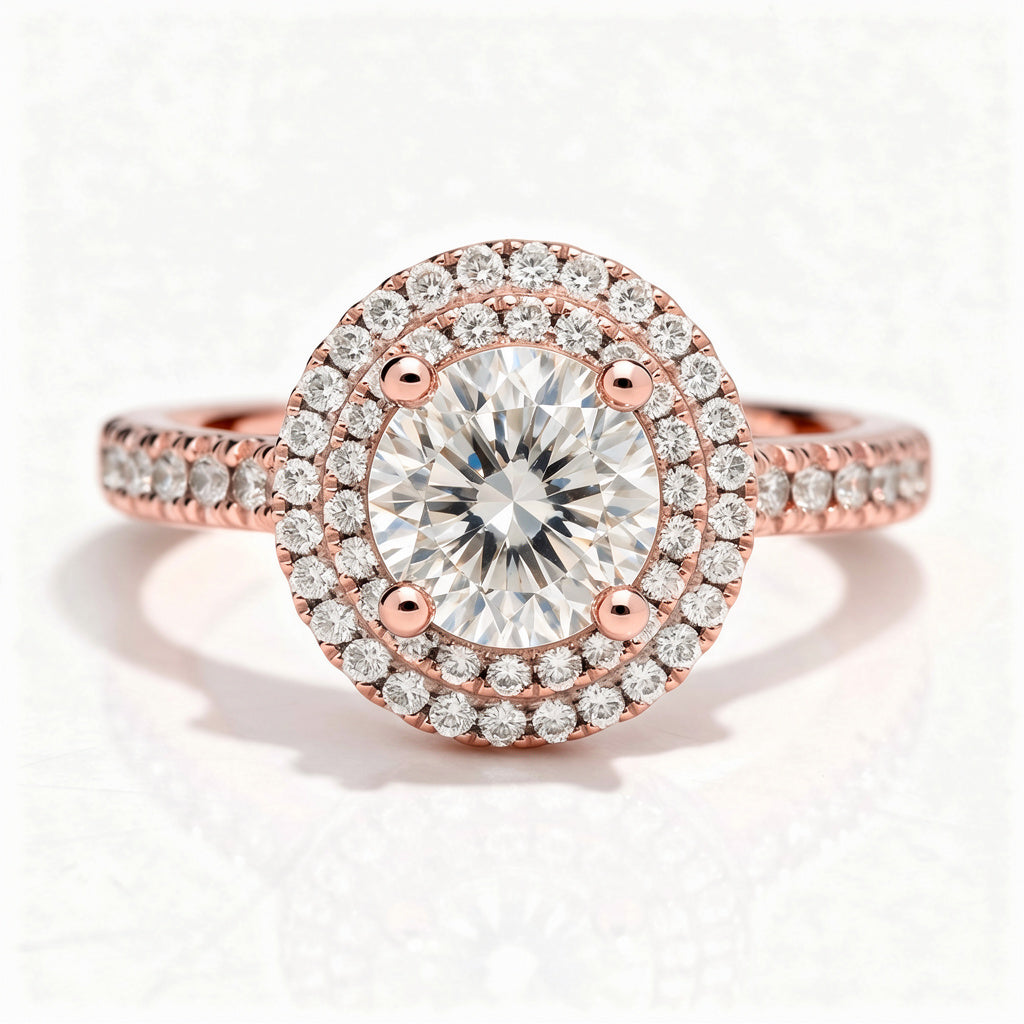 Magnolia 14k Rose Gold Round Engagement Ring shown from the front