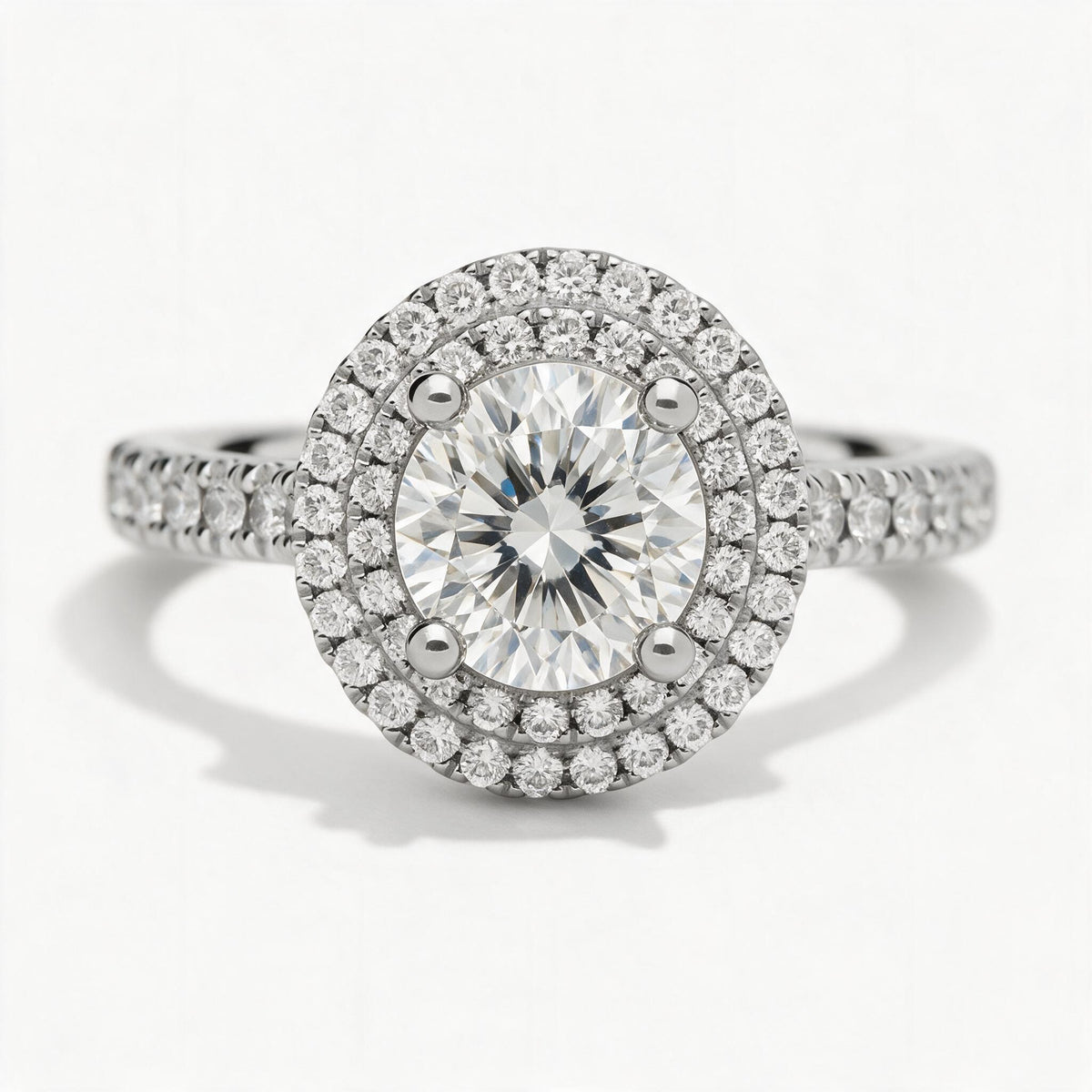 Magnolia 14k White Gold Round Engagement Ring shown from the front