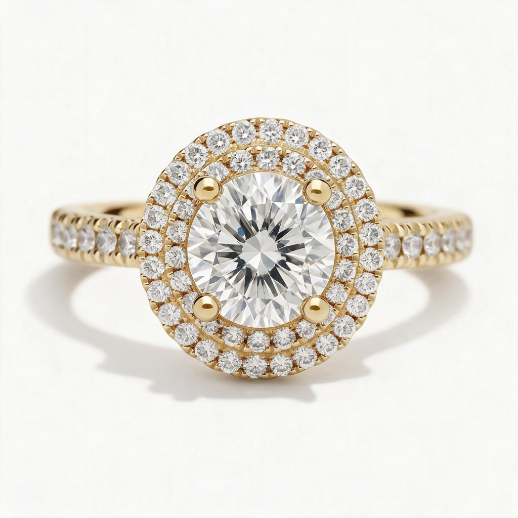 Magnolia 14k Yellow Gold Round Engagement Ring shown from the front