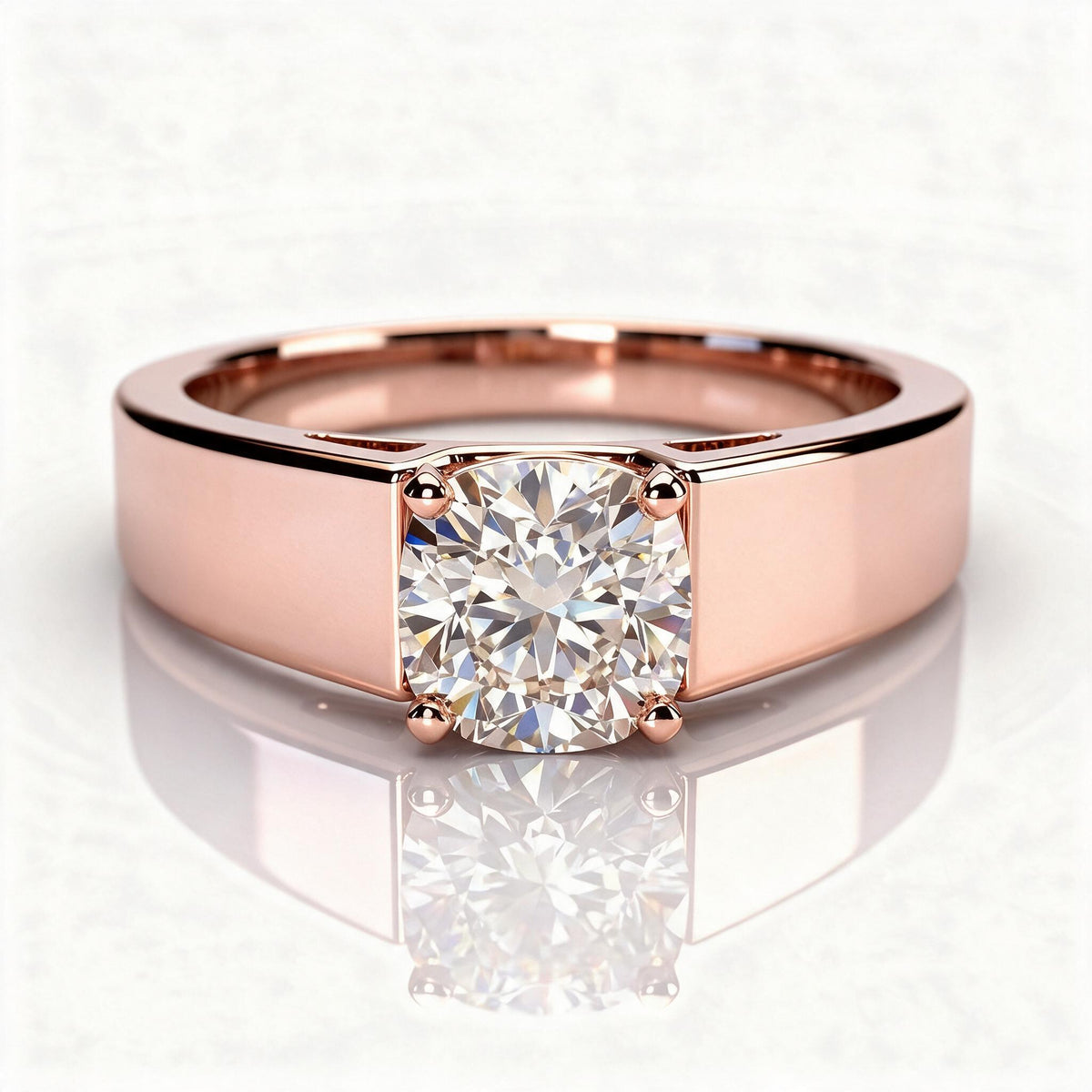 Tallulah 14k Rose Gold Cushion Engagement Ring shown from the front