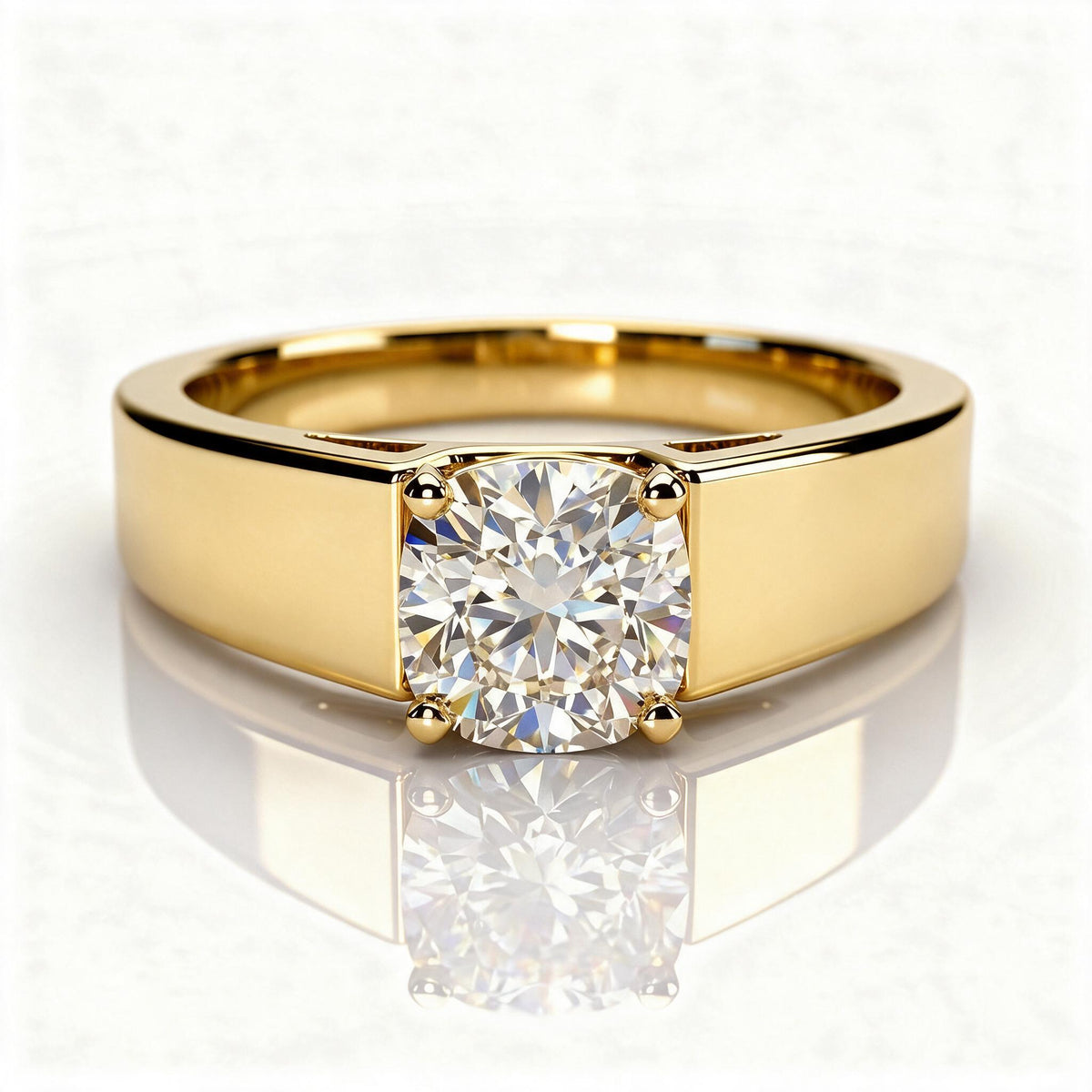 Tallulah 14k Yellow Gold Cushion Engagement Ring shown from the front