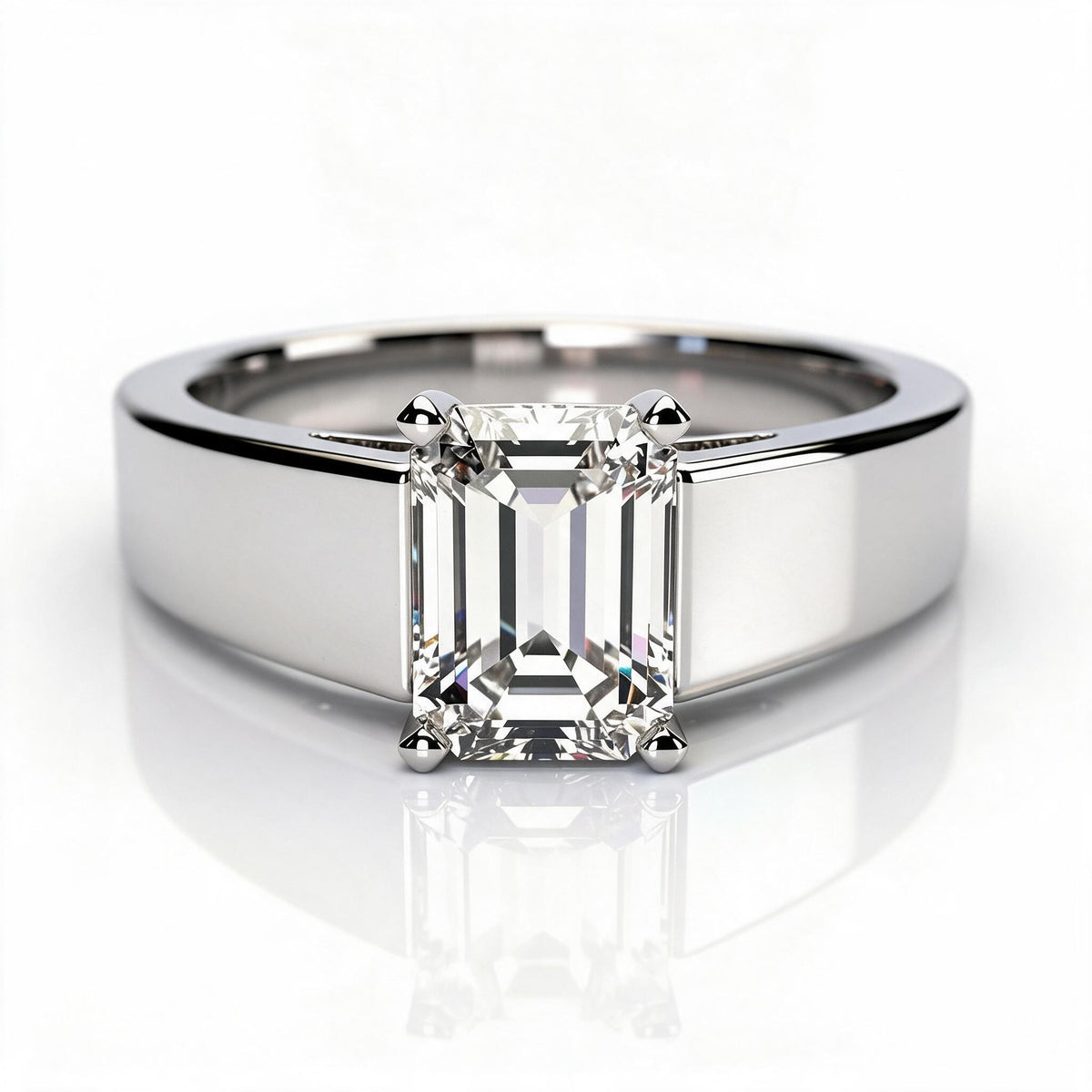 Tallulah Platinum Emerald Engagement Ring shown from the front
