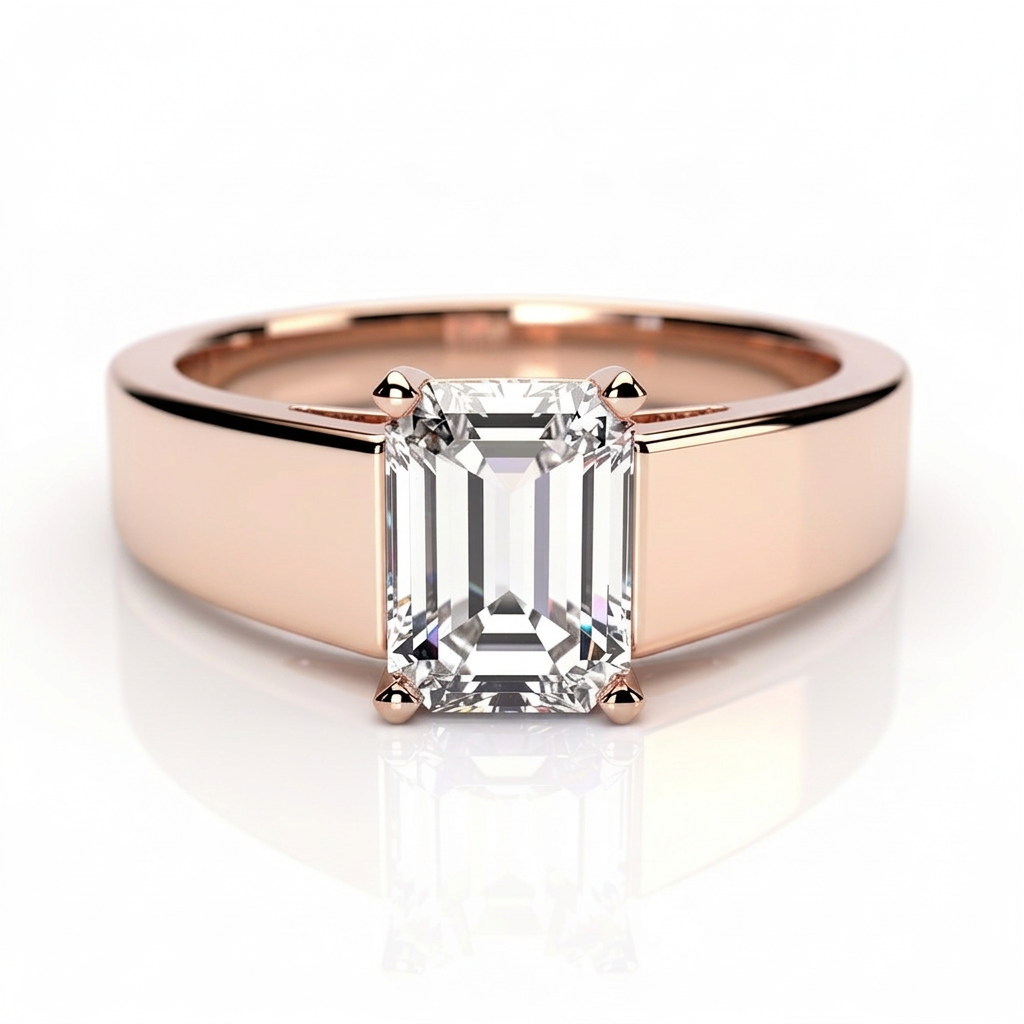 Tallulah 14k Rose Gold Emerald Engagement Ring shown from the front