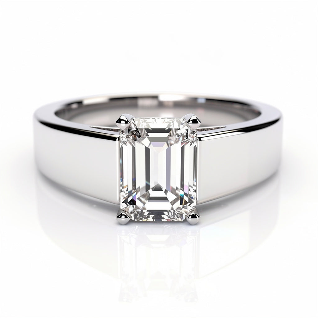 Tallulah 14k White Gold Emerald Engagement Ring shown from the front