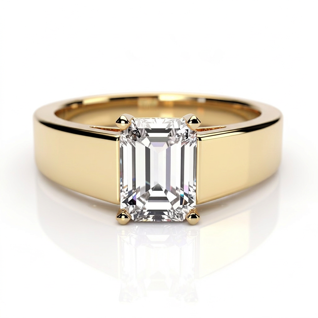 Tallulah 14k Yellow Gold Emerald Engagement Ring shown from the front