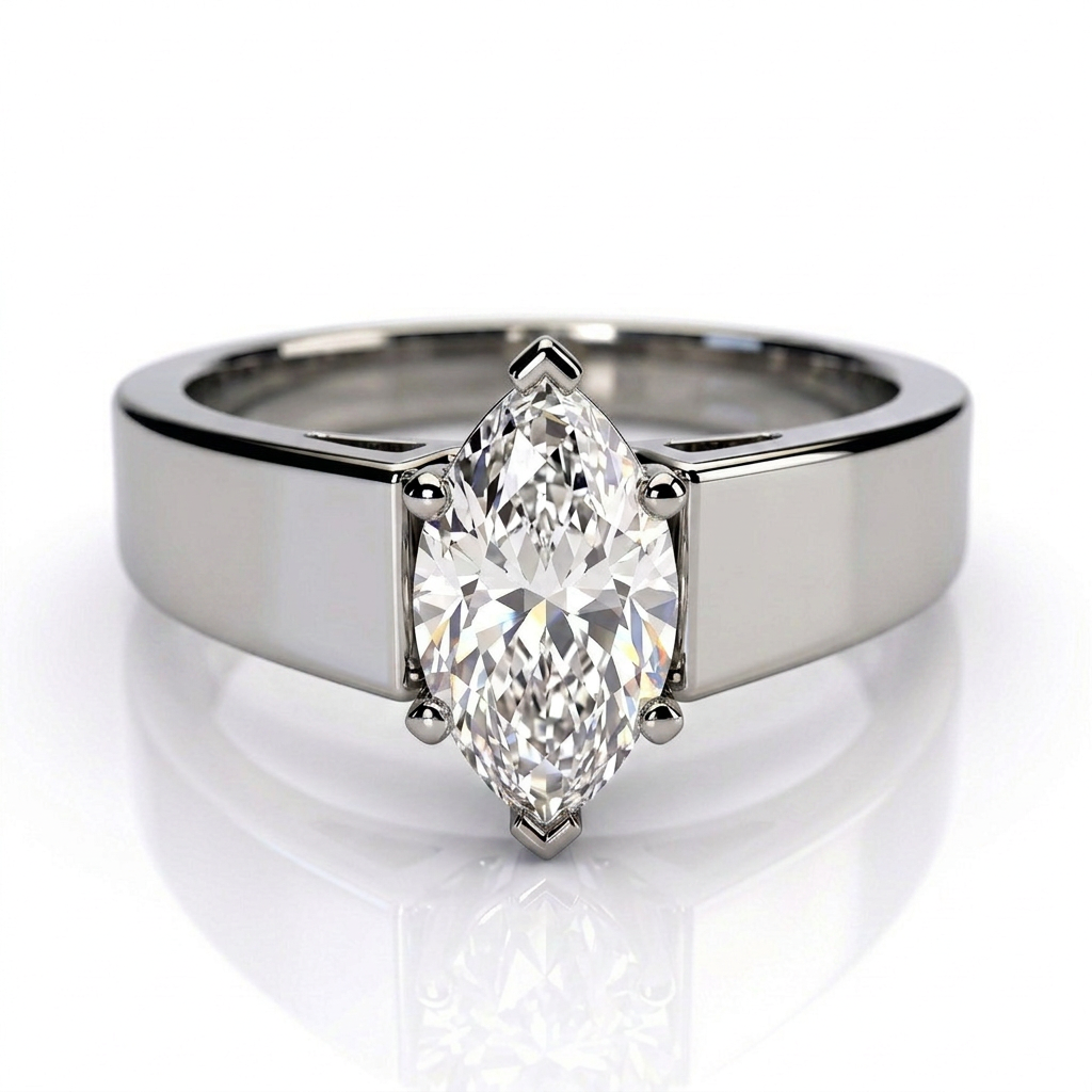 Tallulah Platinum Marquise Engagement Ring shown from the front