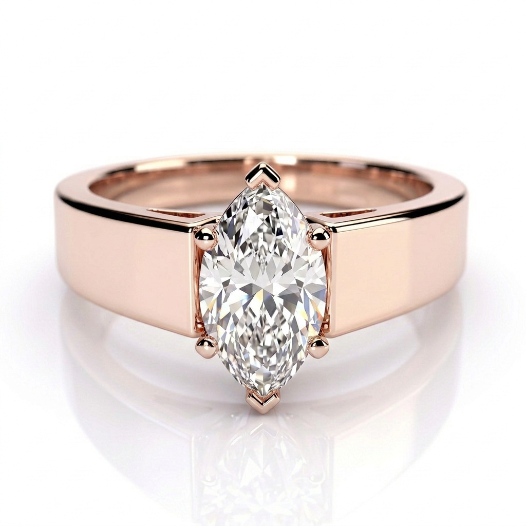Tallulah 14k Rose Gold Marquise Engagement Ring shown from the front