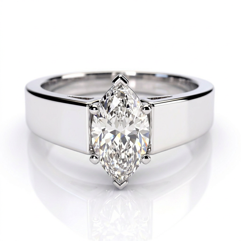 Tallulah 14k White Gold Marquise Engagement Ring shown from the front