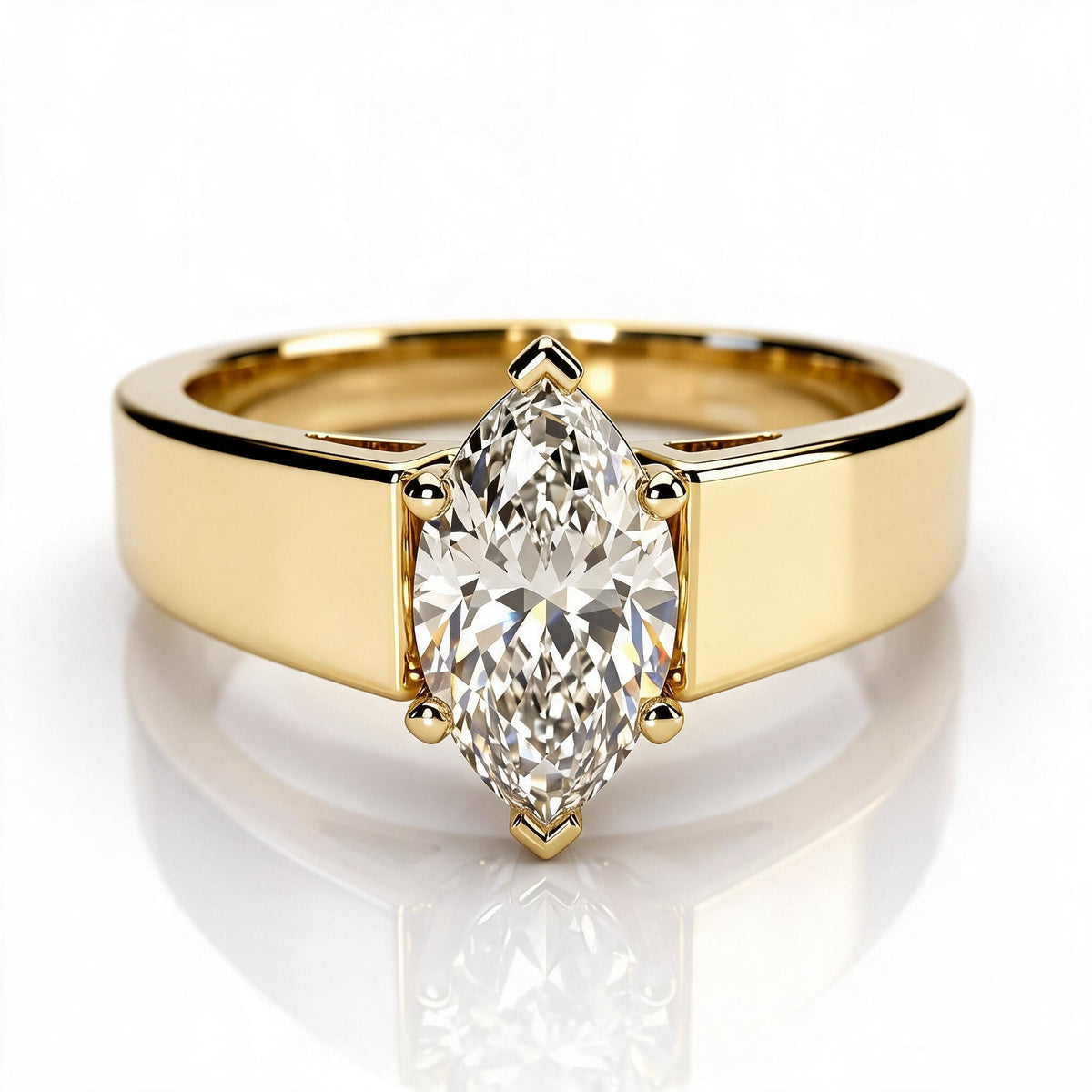 Tallulah 14k Yellow Gold Marquise Engagement Ring shown from the front