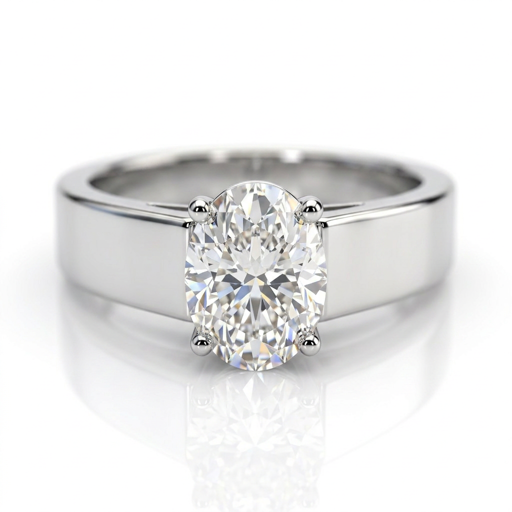 Tallulah 14k White Gold Oval Engagement Ring shown from the front