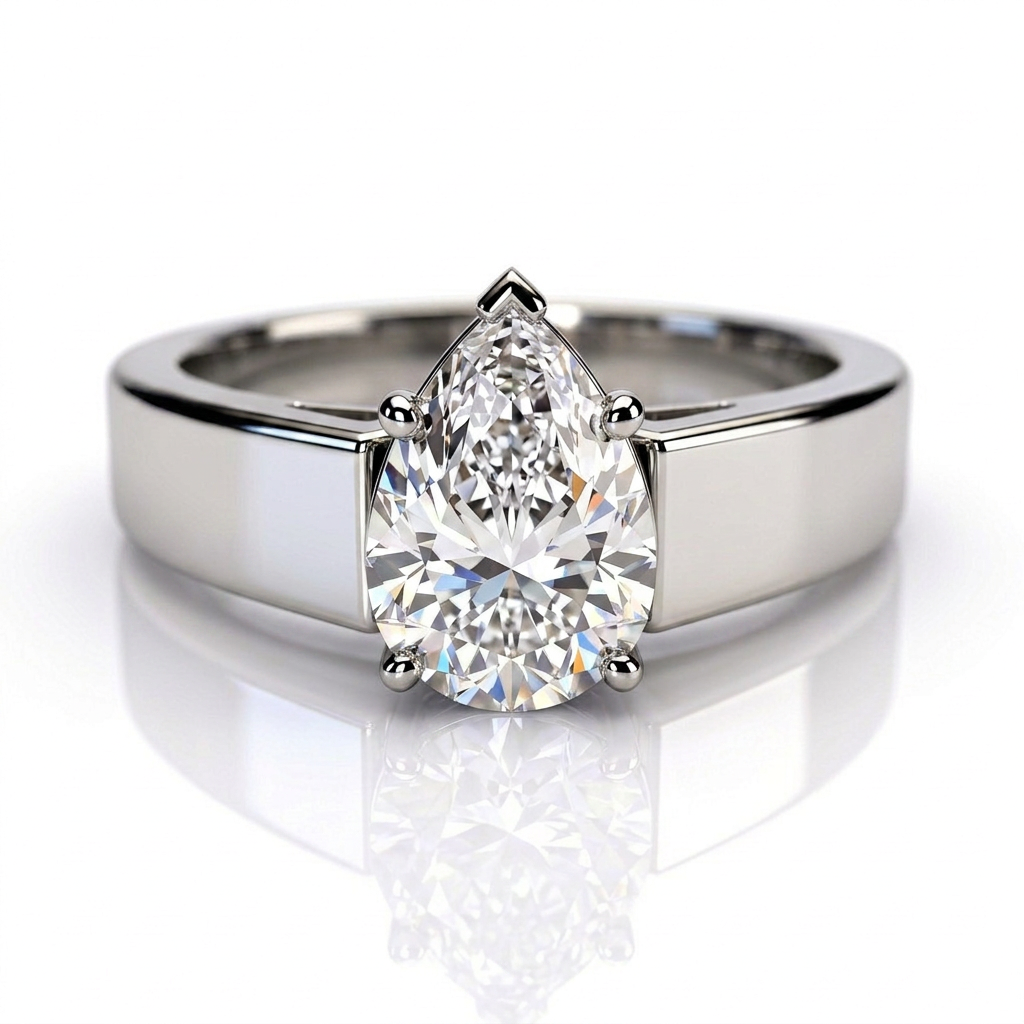 Tallulah Platinum Pear Engagement Ring shown from the front