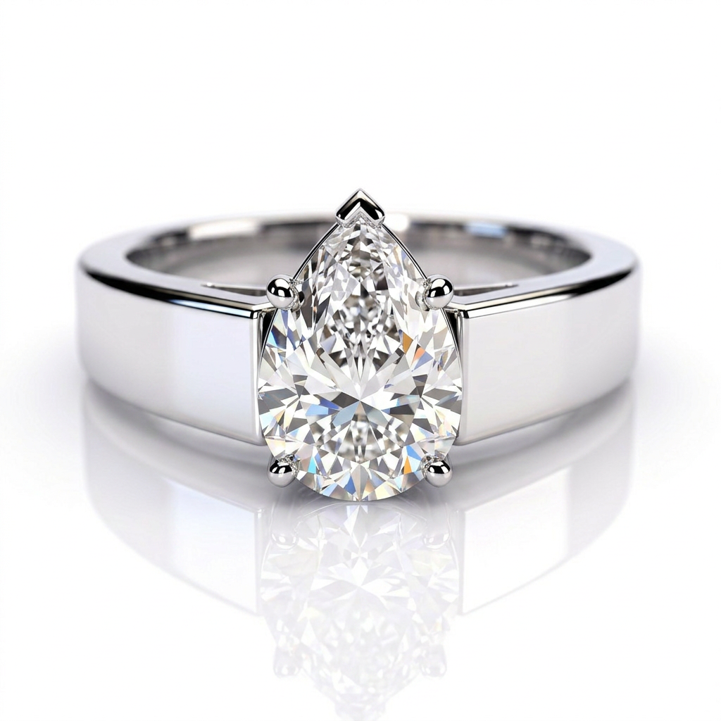 Tallulah 14k White Gold Pear Engagement Ring shown from the front