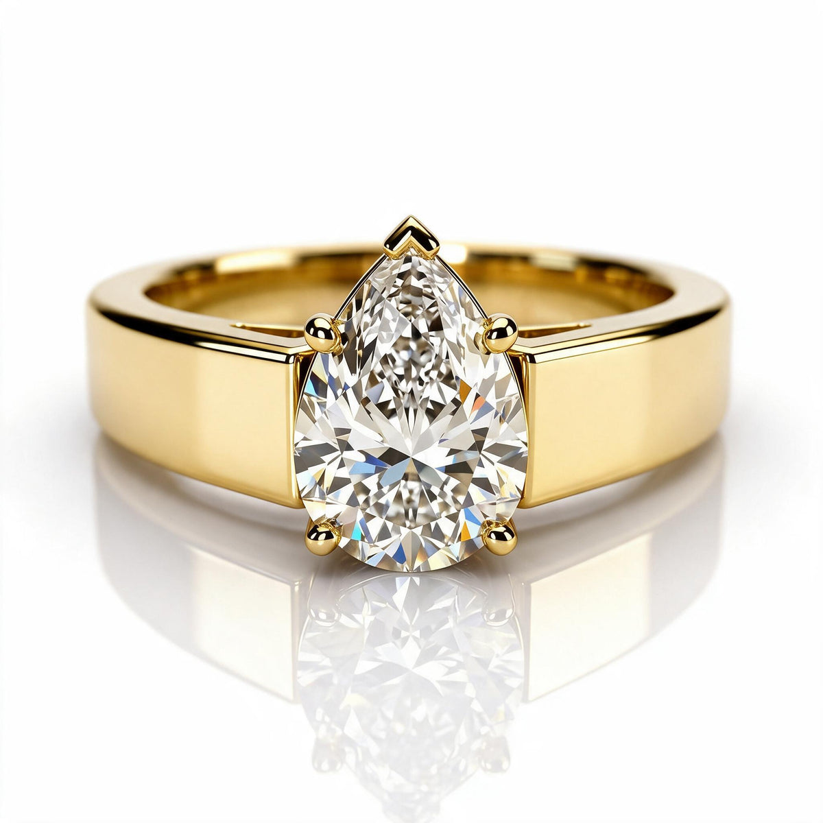 Tallulah 14k Yellow Gold Pear Engagement Ring shown from the front