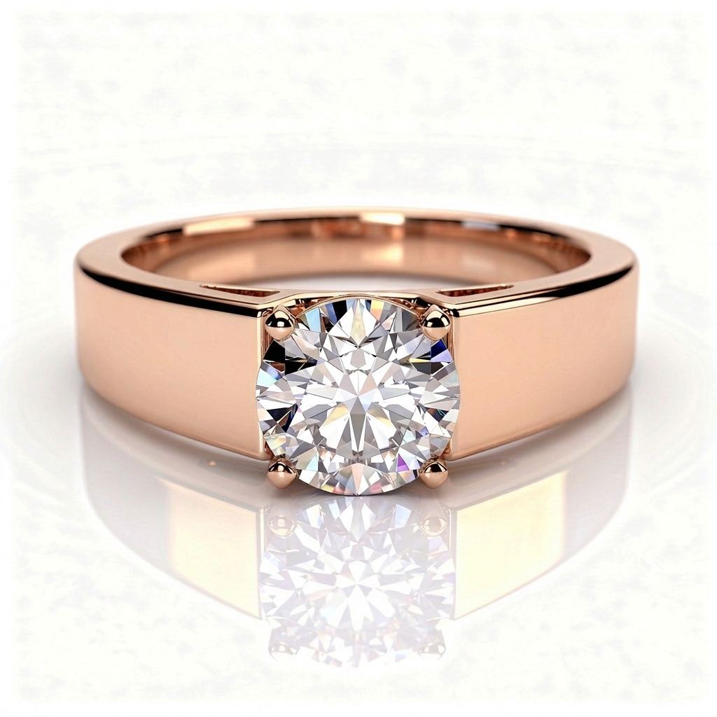 Tallulah 14k Rose Gold Round Engagement Ring shown from the front