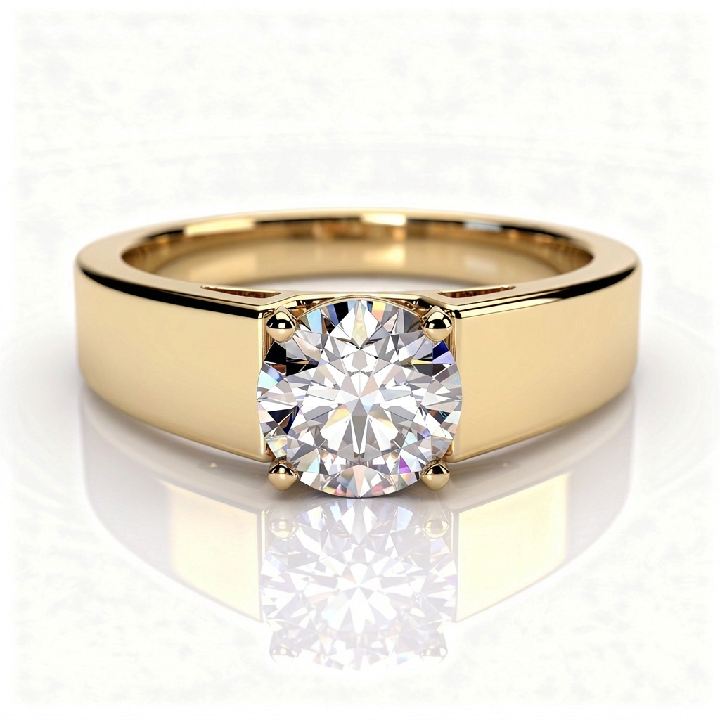 Tallulah 14k Yellow Gold Round Engagement Ring shown from the front